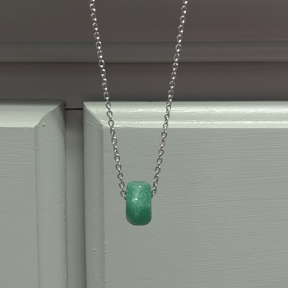 Green Aventurine Necklace Natural Gemstone Crystal Pendant Stainless-Steel 17.7" - Picture 14 of 17